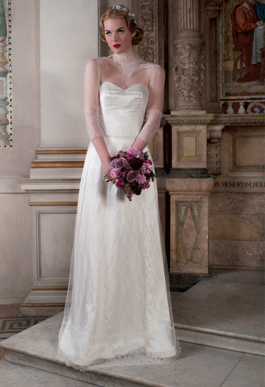 Alice gown with bamboo lace sleeves