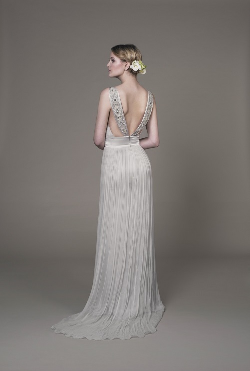 Bridal Designer Introduces Eco-friendly Evening Wear low-back-evening-wedding-dress