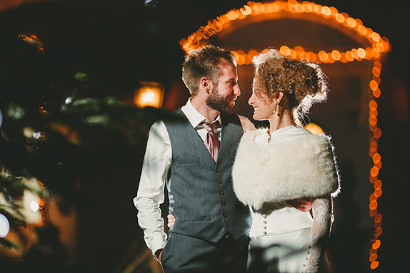 Winter Wedding Bride Wears Vintage Inspired Dress christmas-wedding-lace-dress
