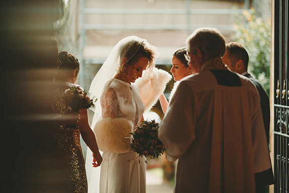 Winter Wedding Bride Wears Vintage Inspired Dress eco-wedding-dress-lace-silk