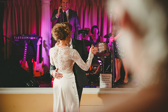 Winter Wedding Bride Wears Vintage Inspired Dress lace-back-wedding-dress