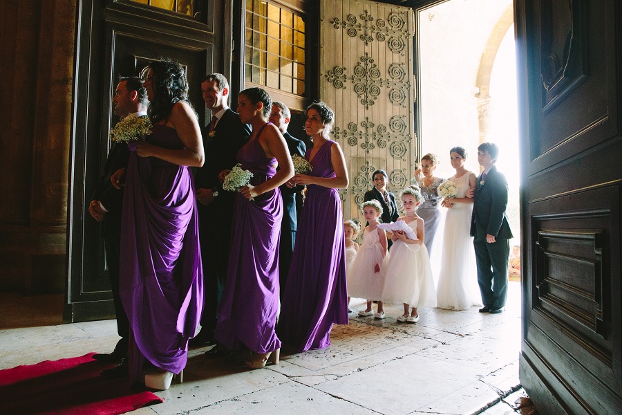 One Wedding Dress Two Looks : A Destination Summer Wedding In Portugal purple-brides-maids-dresses