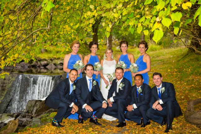 Bride Wears Simple Wedding Dress To Romantic Seaside Nuptials In Ireland blue_bridesmaids_dress-ireland-wedding-bride
