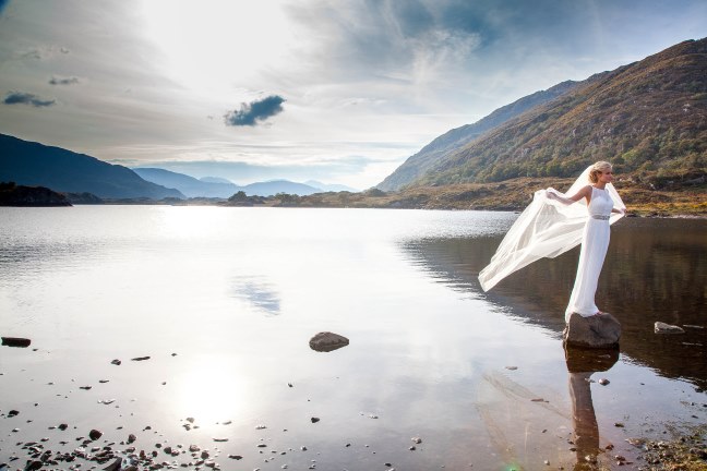 Bride Wears Simple Wedding Dress To Romantic Seaside Nuptials In Ireland lake-ireland-Killarney-wedding-bride