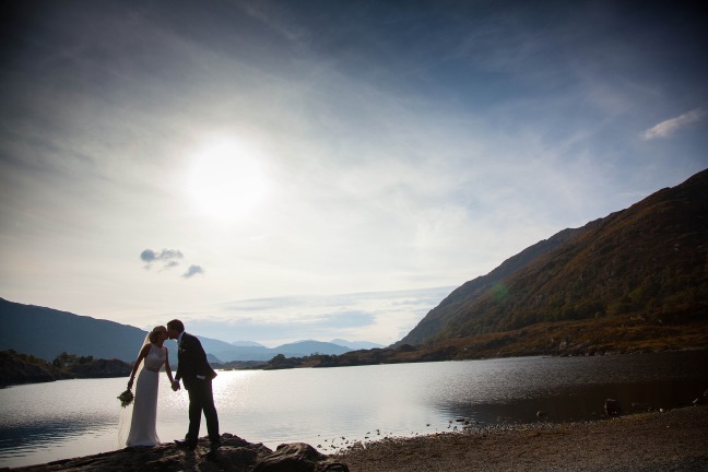 Bride Wears Simple Wedding Dress To Romantic Seaside Nuptials In Ireland lake-ireland-Killarney-wedding