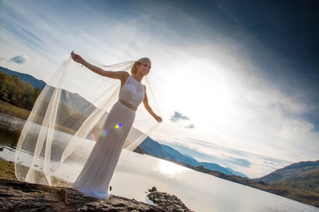 Bride Wears Simple Wedding Dress To Romantic Seaside Nuptials In Ireland lake-wedding-ireland-bride
