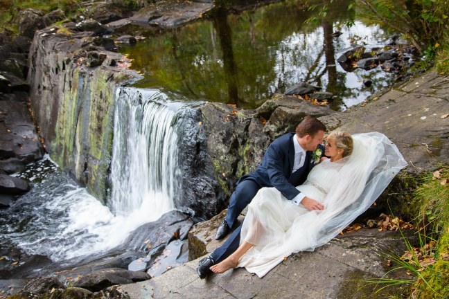 Bride Wears Simple Wedding Dress To Romantic Seaside Nuptials In Ireland wedding-waterfall-ireland-Killarney