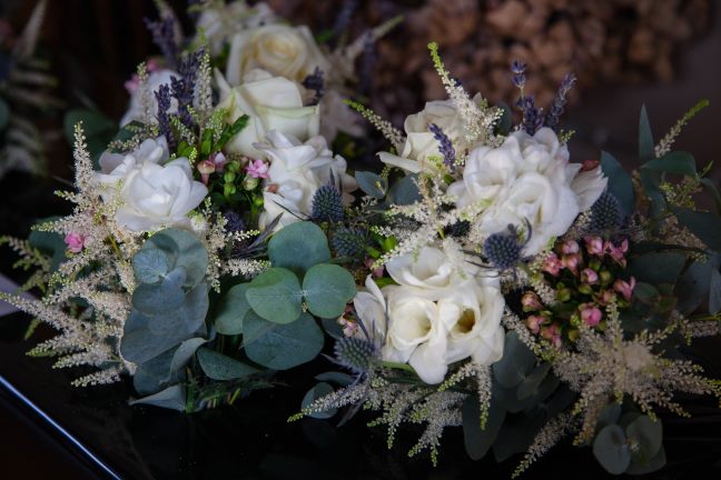 Bride Wears Simple Wedding Dress To Romantic Seaside Nuptials In Ireland white-wedding-flowers