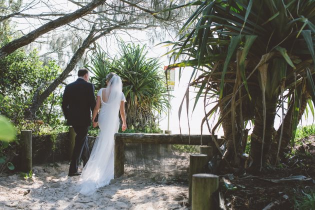 Sleek Bespoke Silk Dress For A Destination Beach Wedding beach wedding australia noosa