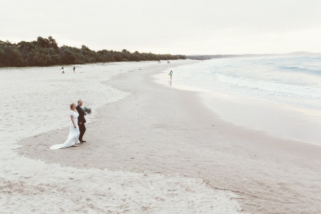 Sleek Bespoke Silk Dress For A Destination Beach Wedding beach wedding australia queensland