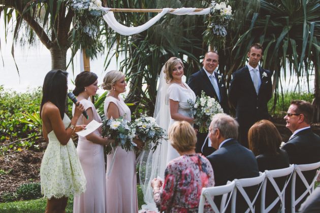 Sleek Bespoke Silk Dress For A Destination Beach Wedding beach wedding noosa australia