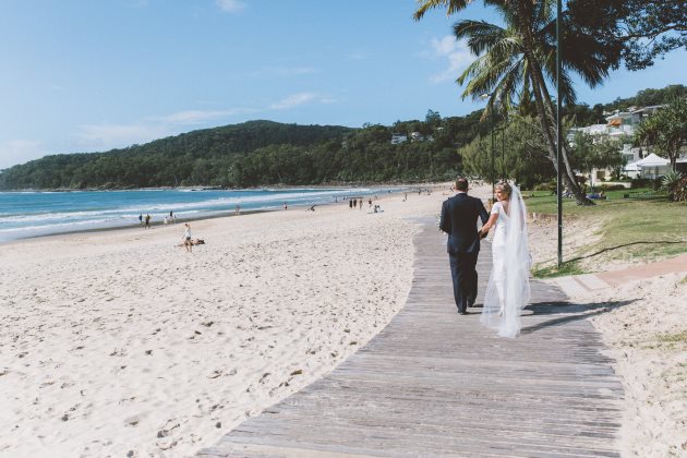 Sleek Bespoke Silk Dress For A Destination Beach Wedding beach wedding queensland australia