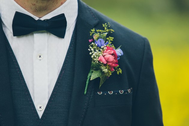 Organic Crochet Lace Dress For Rustic Barn Wedding button-hole-flowers-wedding