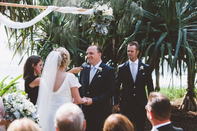 Sleek Bespoke Silk Dress For A Destination Beach Wedding cowl back silk wedding dress