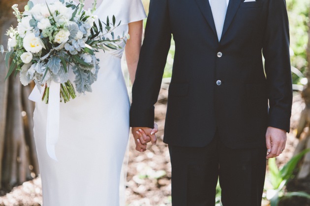 Sleek Bespoke Silk Dress For A Destination Beach Wedding elegant white wedding flowers