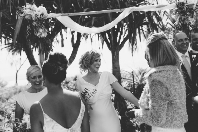 Sleek Bespoke Silk Dress For A Destination Beach Wedding simple silk wedding gown