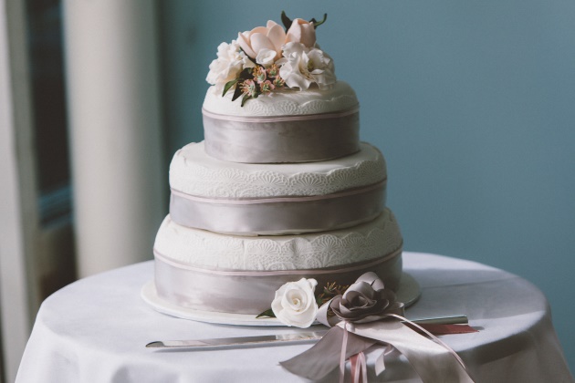 Sleek Bespoke Silk Dress For A Destination Beach Wedding vintage inspired wedding cake