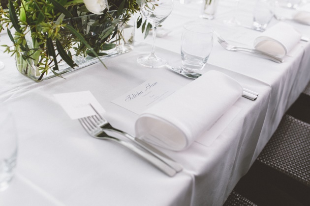 Sleek Bespoke Silk Dress For A Destination Beach Wedding wedding decoration table menu