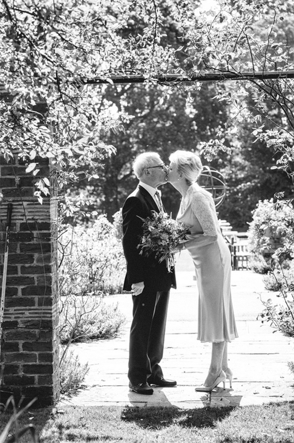 wedding garden kiss the bride