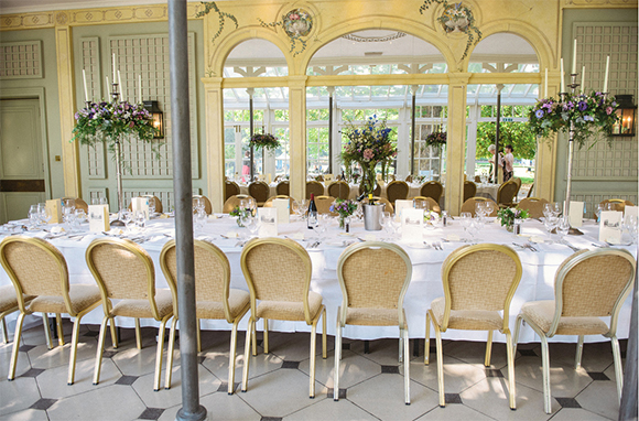 elegant pastel colour wedding reception