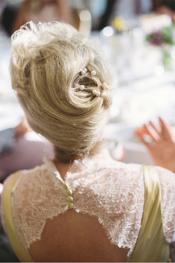 keyhole back wedding gown updo